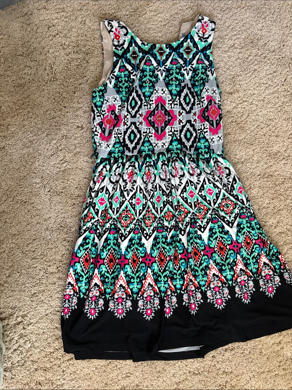 Eliza J Sleeveless Mini Dress in Teal, Pink & Black